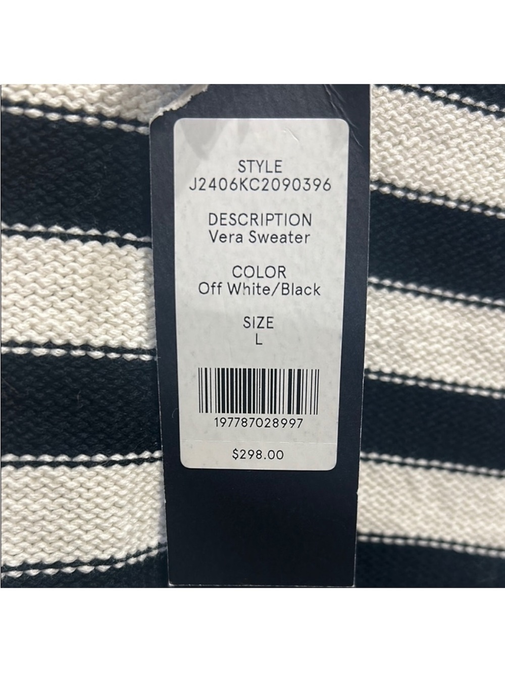 New! Veronica Beard Vera Striped Knit Sleeveless Top Sweater Tank Large - Picture 6 of 8